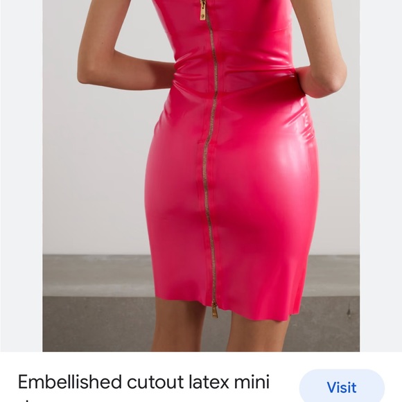 Versace Embellished Cutout Latex Mini Dress ๐ hot pink.. - Picture 9 of 14